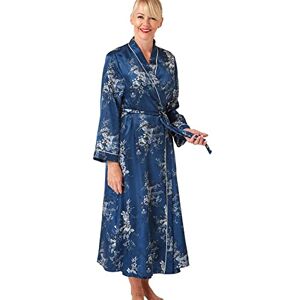 Marlon Womens Vara Piped Floral Printed Satin Long Robe, Ocean Blue, 14-16 Marlon Womens Vara Piped Floral Printed Satin Long Robe, Ocean Blue, 14-16