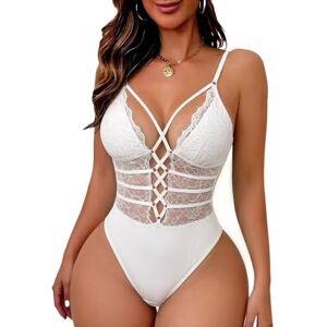 Buitifo Women Sexy Bodysuit One Piece Babydoll Lingerie Lace Teddy Negligee (White,S) Buitifo Women Sexy Bodysuit One Piece Babydoll Lingerie Lace Teddy Negligee (White,S)