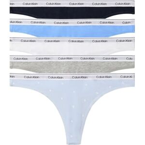 Calvin Klein Women's 5 Pack Thongs with Logo Waistband, Multicolor (Shoreline/Blue Descent/White/Gre), S Calvin Klein Women's 5 Pack Thongs with Logo Waistband, Multicolor (Shoreline/Blue Descent/White/Gre), S