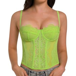 Raxnode Lace Bustier Corset Tops for Women Sexy Going Out Party Club Top with Buckle, Green, Small Raxnode Lace Bustier Corset Tops for Women Sexy Going Out Party Club Top with Buckle, Green, Small