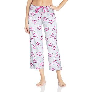HUE Women's Printed Knit Capri Pajama Sleep Pant Pyjama Bottoms, White-Flamingals, M HUE Women's Printed Knit Capri Pajama Sleep Pant Pyjama Bottoms, White-Flamingals, M