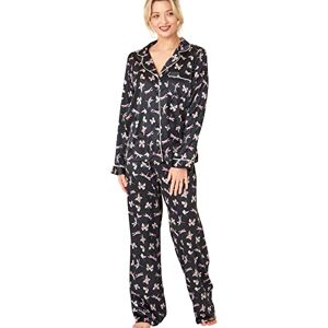 Indigo Sky Womens Astara Full Length Satin Pyjama With Contrast Piping, Dragonfly Print, 10-12 Indigo Sky Womens Astara Full Length Satin Pyjama With Contrast Piping, Dragonfly Print, 10-12