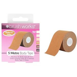 Brushworks Body Tape Shade 4.0 Toffee – Nude Stretchy Body & Breast Lift Tape for Long-Lasting Support & Invisible Hold, 5m Roll, Comfortable & Skin-Friendly Bra Tape, Vegan & Cruelty-Free Brushworks Body Tape Shade 4.0 Toffee – Nude Stretchy Body & Breast Lift Tape for Long-Lasting Support & Invisible Hold, 5m Roll, Comfortable & Skin-Friendly Bra Tape, Vegan & Cruelty-Free