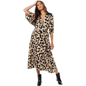 Liquorish Women's Animal Print Maxi Wrap Dress with Kimono Sleeves in Cream Wedding, 14 Liquorish Women's Animal Print Maxi Wrap Dress with Kimono Sleeves in Cream Wedding, 14