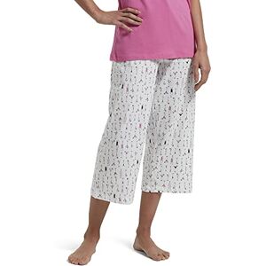 HUE Women's Printed Knit Capri Pajama Sleep Pant Pyjama Bottoms, White Dwink, M HUE Women's Printed Knit Capri Pajama Sleep Pant Pyjama Bottoms, White Dwink, M