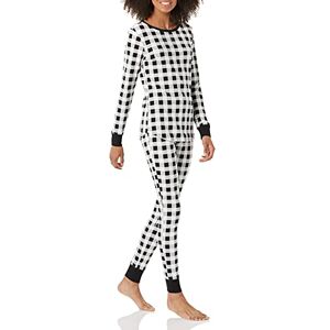 Amazon Essentials Women's Snug-Fit Cotton Sleepwear Pyjama Set (Available in Plus Size), Black/White, Buffalo Plaid, XS Amazon Essentials Women's Snug-Fit Cotton Sleepwear Pyjama Set (Available in Plus Size), Black/White, Buffalo Plaid, XS