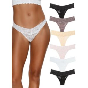 Felina Signature Stretchy Lace Low Rise Thong 6-Pack (Neutrals, S/M) Felina Signature Stretchy Lace Low Rise Thong 6-Pack (Neutrals, S/M)