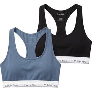 Calvin Klein Women's Bralette 2Pk LV00QF8494 Bralette, Multi (Black/Blue Tulip), L Calvin Klein Women's Bralette 2Pk LV00QF8494 Bralette, Multi (Black/Blue Tulip), L