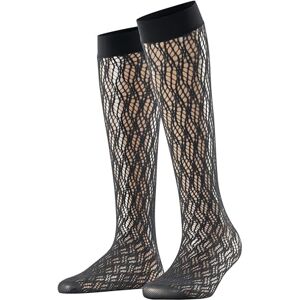 FALKE Women's Pure Shore W Kh Sheer Patterned Knee-High Socks 1 pair, Black 3009, 5.5-8 FALKE Women's Pure Shore W Kh Sheer Patterned Knee-High Socks 1 pair, Black 3009, 5.5-8