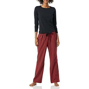 Amazon Essentials Women's Lightweight Flannel Pant and Long-Sleeve T-Shirt Sleep Set (Available in Plus Size), Red/Black, Mini Buffalo Plaid, X-Small Amazon Essentials Women's Lightweight Flannel Pant and Long-Sleeve T-Shirt Sleep Set (Available in Plus Size), Red/Black, Mini Buffalo Plaid, X-Small