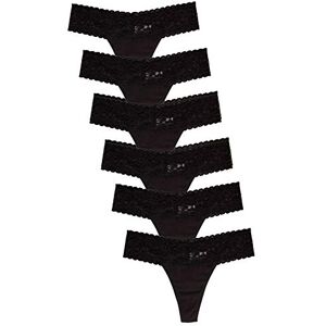 Jo & Bette (6 Pack Cotton Womens Thong Underwear, Lace Trim Soft Sexy Lingerie Knickers Set Jo & Bette (6 Pack Cotton Womens Thong Underwear, Lace Trim Soft Sexy Lingerie Knickers Set
