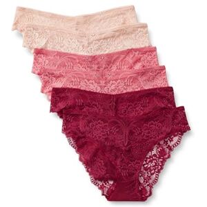 Amazon Essentials Women's Soft-Stretch Lace Knickers, Bikini, Cheeky, High-Waisted Thong, Hipster and Thong Styles, Pack of 6, Burgundy/Rose/Soft Petal, 12 Amazon Essentials Women's Soft-Stretch Lace Knickers, Bikini, Cheeky, High-Waisted Thong, Hipster and Thong Styles, Pack of 6, Burgundy/Rose/Soft Petal, 12