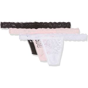 Sylvie Flirty Lingerie Women's Abby String, Pack of 3 Black/White/Rose, One size Sylvie Flirty Lingerie Women's Abby String, Pack of 3 Black/White/Rose, One size