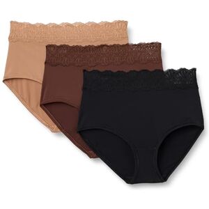 Amazon Essentials Women's Peached Microfibre with Lace Trim Bikini Knicker, Pack of 6, Black/Rich Hazel/Washed Bronze, 8 Amazon Essentials Women's Peached Microfibre with Lace Trim Bikini Knicker, Pack of 6, Black/Rich Hazel/Washed Bronze, 8