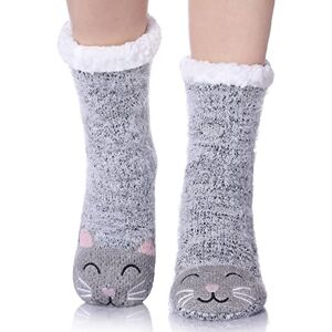 MQELONG Womens Super Soft Cute Cartoon Animal fuzzy Cozy Non-Slip Winter Slipper Socks (Gray Cat) MQELONG Womens Super Soft Cute Cartoon Animal fuzzy Cozy Non-Slip Winter Slipper Socks (Gray Cat)