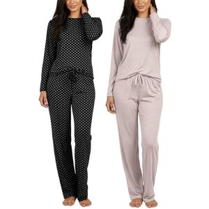 Real Essentials 1 & 2 Pack: Women's Pajama Set Crew Neck Printed Long Sleeve Top and Pants Loungewear Multicolored Large Real Essentials 1 & 2 Pack: Women's Pajama Set Crew Neck Printed Long Sleeve Top and Pants Loungewear Multicolored Large