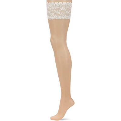 Charnos Women's 1PP 10 Denier Bridal Lace Hold Up Matt Fein Plain 10 DEN Hold up Stockings, Beige (Champagne/Ivory), Large (Manufacturer Size: Large) Charnos Women's 1PP 10 Denier Bridal Lace Hold Up Matt Fein Plain 10 DEN Hold up Stockings, Beige (Champagne/Ivory), Large (Manufacturer Size: Large)
