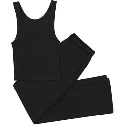 Hanes Women's Originals 2-piece Lounge Set, Comfywear Supersoft Crop Tank & Lounge Pants Loungewear Set Pajama Set (pack of 2) Hanes Women's Originals 2-piece Lounge Set, Comfywear Supersoft Crop Tank & Lounge Pants Loungewear Set Pajama Set (pack of 2)