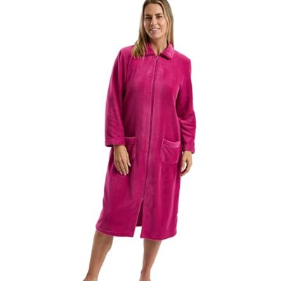 Marlon Womens Ramona Cosy Coral Fleece Housecoat Soft & Warm Robe With Button or Zip Closure, Neat Collar & Pockets Marlon Womens Ramona Cosy Coral Fleece Housecoat Soft & Warm Robe With Button or Zip Closure, Neat Collar & Pockets