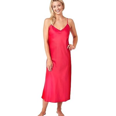 Indigo Sky Women's Samsara Long Satin Chemise, Red, 24-26 Indigo Sky Women's Samsara Long Satin Chemise, Red, 24-26