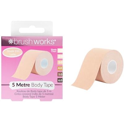 Brushworks Body Tape Shade 2.0 Latte Nude Stretchy Body & Breast Lift Tape for Long-Lasting Support & Invisible Hold, 5m Roll, Comfortable & Skin-Friendly Bra Tape, Vegan & Cruelty-Free Brushworks Body Tape Shade 2.0 Latte Nude Stretchy Body & Breast Lift Tape for Long-Lasting Support & Invisible Hold, 5m Roll, Comfortable & Skin-Friendly Bra Tape, Vegan & Cruelty-Free