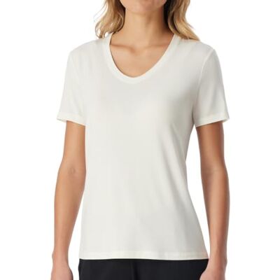 Schiesser Women's Women's Sleep Shirt Short Sleeve Modal Mix + Relax Pyjama Top (Pack of 1), Naturweiss_183661, 8 Schiesser Women's Women's Sleep Shirt Short Sleeve Modal Mix + Relax Pyjama Top (Pack of 1), Naturweiss_183661, 8