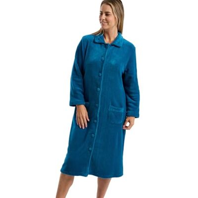 Marlon Womens Ramona Cosy Coral Fleece Housecoat Soft & Warm Robe With Button or Zip Closure, Neat Collar & Pockets Marlon Womens Ramona Cosy Coral Fleece Housecoat Soft & Warm Robe With Button or Zip Closure, Neat Collar & Pockets