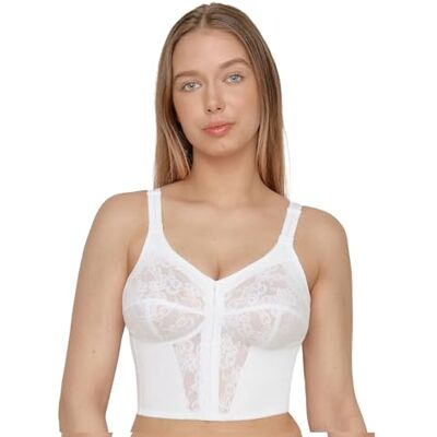 Susa Women's Longline BH, Semi Sheer Bra with 3-piece Stitched Cups, Weiß, 44 A Susa Women's Longline BH, Semi Sheer Bra with 3-piece Stitched Cups, Weiß, 44 A