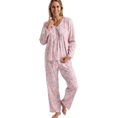 Marlon Women’s Paula Pintuck Detail Soft Knitted Pyjama Set Comfy Pintuck Detail Printed Jersey Long Sleeve Loungewear Top & Full Length Pants Marlon Women’s Paula Pintuck Detail Soft Knitted Pyjama Set Comfy Pintuck Detail Printed Jersey Long Sleeve Loungewear Top & Full Length Pants
