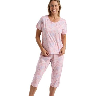 Marlon Women's Maura Soft Knitted Cropped Pyjama With Short Sleeves Marlon Women's Maura Soft Knitted Cropped Pyjama With Short Sleeves