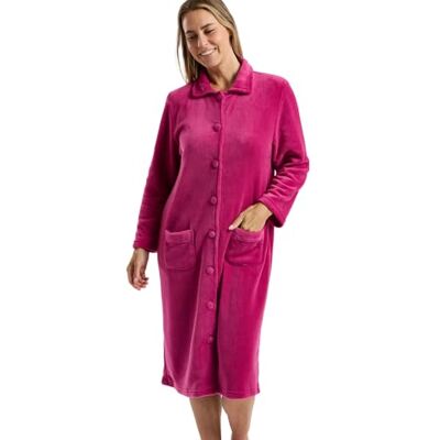 Marlon Womens Ramona Cosy Coral Fleece Housecoat Soft & Warm Robe With Button or Zip Closure, Neat Collar & Pockets Marlon Womens Ramona Cosy Coral Fleece Housecoat Soft & Warm Robe With Button or Zip Closure, Neat Collar & Pockets