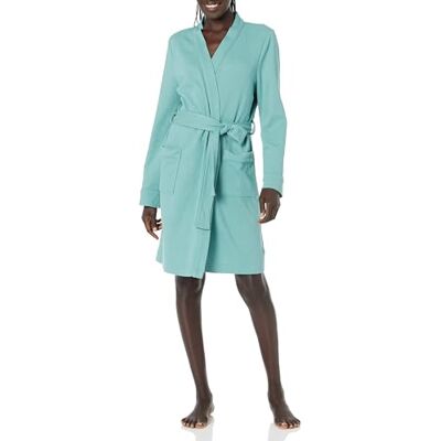 Amazon Essentials Women's Lightweight Waffle Mid-Length Dressing Gown (Available in Plus Size), Teal Blue, L Amazon Essentials Women's Lightweight Waffle Mid-Length Dressing Gown (Available in Plus Size), Teal Blue, L