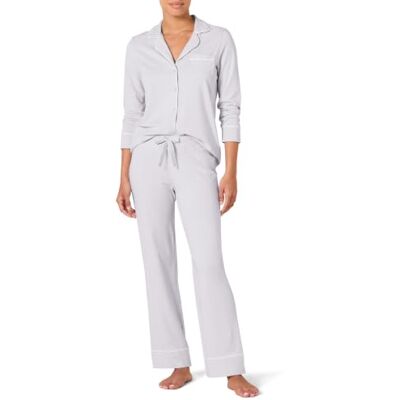 Amazon Essentials Women's Cotton Modal Long-Sleeve Shirt and Full-Length Bottom Pyjama Set Amazon Essentials Women's Cotton Modal Long-Sleeve Shirt and Full-Length Bottom Pyjama Set