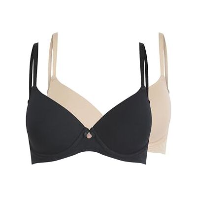 Ted Baker Olive Women’s 2 Pack Underwired T-Shirt Bras, Soft Cotton Rich Everyday Full Coverage Bras with Smooth Cups Ted Baker Olive Women’s 2 Pack Underwired T-Shirt Bras, Soft Cotton Rich Everyday Full Coverage Bras with Smooth Cups