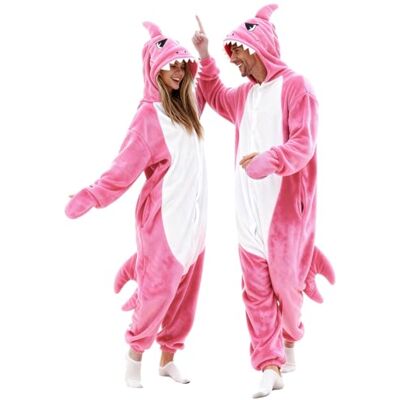 vavalad Adult Shark Pajamas Adult Cosplay Costume Shark One Piece Animal Pajamas Homewear Sleepwear for Women Men Pink…, Pink, M vavalad Adult Shark Pajamas Adult Cosplay Costume Shark One Piece Animal Pajamas Homewear Sleepwear for Women Men Pink…, Pink, M