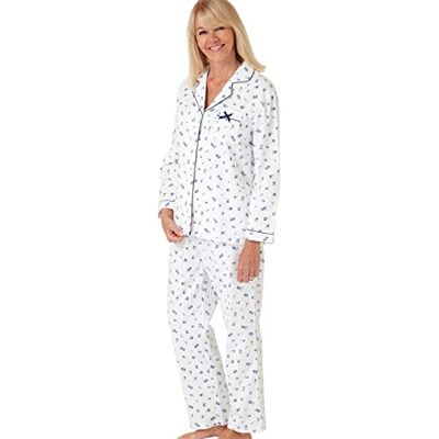 Marlon Women's Blanche Printed Brushed Cotton Pyjama Soft & Cosy Wincyette, Button-Down Pyjama, Piping Trim, Multiple Prints Marlon Women's Blanche Printed Brushed Cotton Pyjama Soft & Cosy Wincyette, Button-Down Pyjama, Piping Trim, Multiple Prints