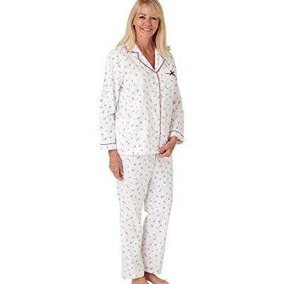 Marlon Women's Blanche Printed Brushed Cotton Pyjama Soft & Cosy Wincyette, Button-Down Pyjama, Piping Trim, Multiple Prints Marlon Women's Blanche Printed Brushed Cotton Pyjama Soft & Cosy Wincyette, Button-Down Pyjama, Piping Trim, Multiple Prints