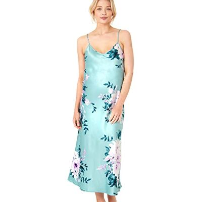 Indigo Sky Women's Samsara Long Satin Chemise, Floral Bloom, 12-14 Indigo Sky Women's Samsara Long Satin Chemise, Floral Bloom, 12-14