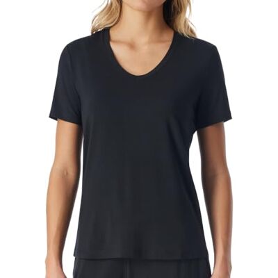 Schiesser Women's Women's Sleep Shirt Short Sleeve Modal Mix + Relax Pyjama Top (Pack of 1), Black_183661, 18 Schiesser Women's Women's Sleep Shirt Short Sleeve Modal Mix + Relax Pyjama Top (Pack of 1), Black_183661, 18