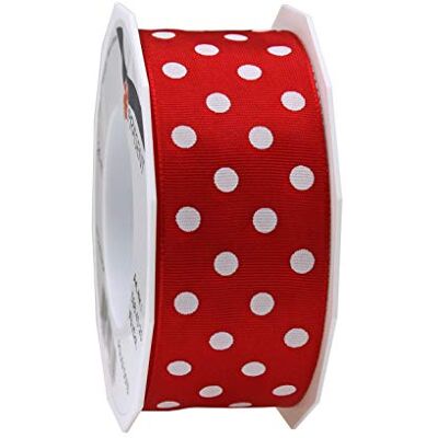 C.E. Pattberg Red/White Polka Dot Ribbon - 20m Decorative Craft Band C.E. Pattberg Red/White Polka Dot Ribbon - 20m Decorative Craft Band
