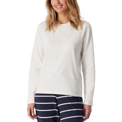 Schiesser Women's Long Sleeve Cotton Sleep Shirt Mix + Relax Pyjama Top (Pack of 1), Naturweiss_184096, 12 Schiesser Women's Long Sleeve Cotton Sleep Shirt Mix + Relax Pyjama Top (Pack of 1), Naturweiss_184096, 12