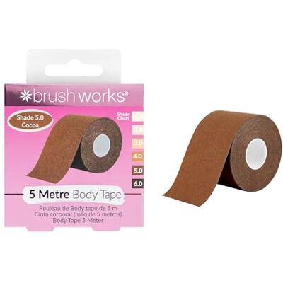 Brushworks Body Tape Shade 5.0 Cocoa – Nude Stretchy Body & Breast Lift Tape for Long-Lasting Support & Invisible Hold, 5m Roll, Comfortable & Skin-Friendly Bra Tape, Vegan & Cruelty-Free Brushworks Body Tape Shade 5.0 Cocoa – Nude Stretchy Body & Breast Lift Tape for Long-Lasting Support & Invisible Hold, 5m Roll, Comfortable & Skin-Friendly Bra Tape, Vegan & Cruelty-Free