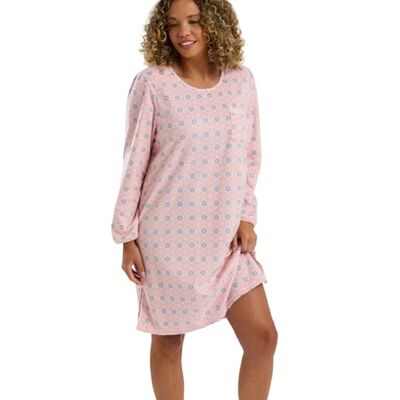 Indigo Sky Womens Loulou Light & Warm Fleece Nightshirt Cosy Printed Loungewear Nightdress with Long Sleeves & Pocket, Pink, 20-22 Indigo Sky Womens Loulou Light & Warm Fleece Nightshirt Cosy Printed Loungewear Nightdress with Long Sleeves & Pocket, Pink, 20-22