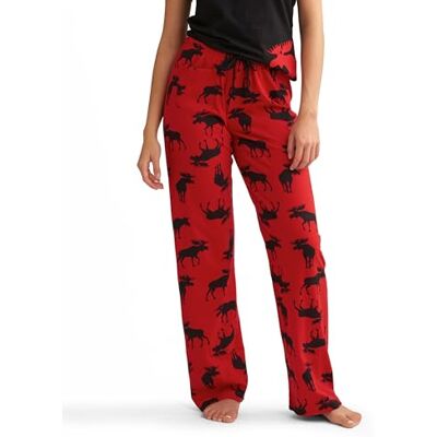 Little Blue House Hatley Women's Moose On Red Jersey Pyjama Bottoms Little Blue House Hatley Women's Moose On Red Jersey Pyjama Bottoms