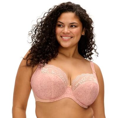 Elomi Women's Plus Size Lucie Stretch Lace Underwire Plunge Bra, Pale Blush, 38F Elomi Women's Plus Size Lucie Stretch Lace Underwire Plunge Bra, Pale Blush, 38F