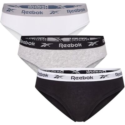 Reebok Carina Cotton Knickers For Women Multipack Pack of 3 Multipack Womens Underwear In Black, Grey And White Comfortable And Breathable Every Day Womens Pants Reebok Carina Cotton Knickers For Women Multipack Pack of 3 Multipack Womens Underwear In Black, Grey And White Comfortable And Breathable Every Day Womens Pants