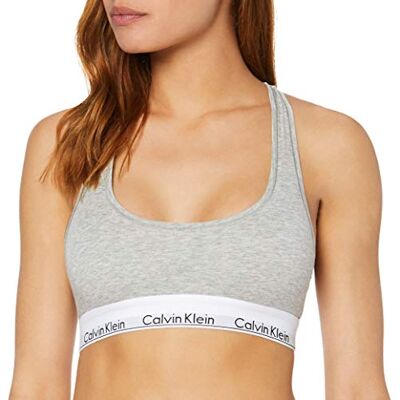 Calvin Klein Women’s Unlined Sport Bralette, Grey (Grey Heather), XS Calvin Klein Women’s Unlined Sport Bralette, Grey (Grey Heather), XS