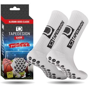 Tapedesign Mens Classic Grip Socks Cotton White One Size Tapedesign Mens Classic Grip Socks Cotton White One Size