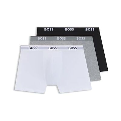 Boss Mens BoxerBr 3P Power Three-Pack of Stretch-Cotton Boxer Briefs with Logos Boss Mens BoxerBr 3P Power Three-Pack of Stretch-Cotton Boxer Briefs with Logos