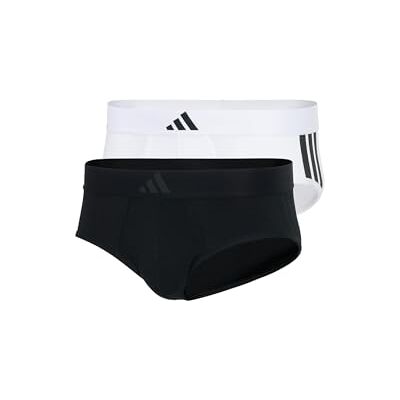 adidas Men's Undergarment Slip 2er Pack – Low Rise Brief (2pk) – Active Flex Cotton 3 Stripes Men's Underwear, Black/White_4am007, L adidas Men's Undergarment Slip 2er Pack – Low Rise Brief (2pk) – Active Flex Cotton 3 Stripes Men's Underwear, Black/White_4am007, L